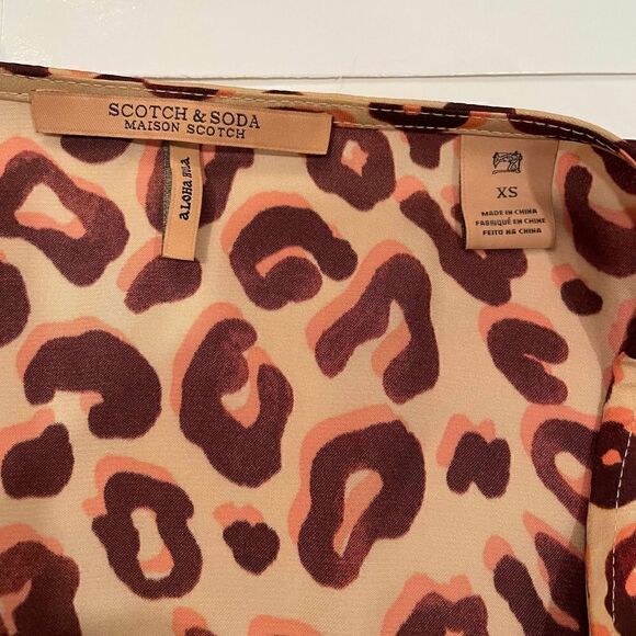Scotch & Soda Leopard Ruffle Blouse V Neck XS - Picture 7 of 7